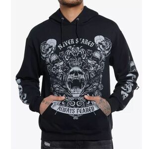 Hot Topic Always Feared Skulls Hoodie Black Zip Up Unisex Medium